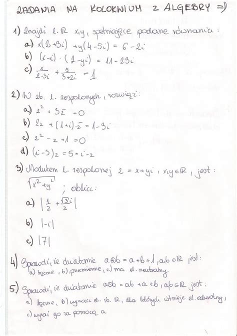 Algebra Grupy Zadania Na Kolokwium Pdf