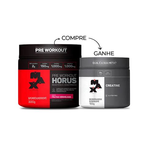 PRE WORKOUT HORUS FRUTAS VERMELHAS 300g CREATINA 100g MAX TITANIUM