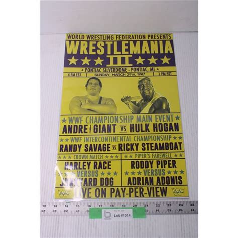 Wrestlemania III Poster - Hulk Hogan - Bodnarus Auctioneering