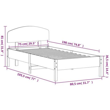 Bed Frame Without Mattress 75x190 Cm Small Single Solid Wood Pine VidaXL