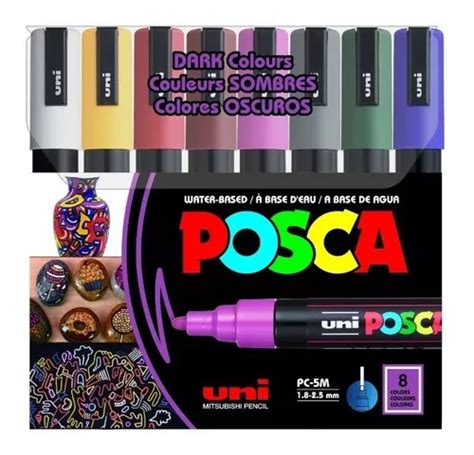 Marcadores Uni Posca Pc M Pintura Pack X Colores Oscuros Cuotas Al