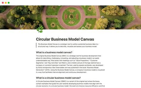 Circular Business Model Canvas Template By Davedoesnotion Notion Marketplace