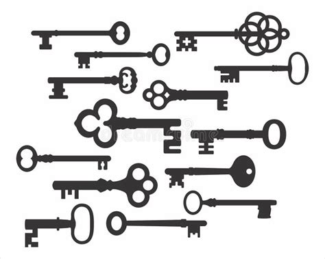 Retro Key Silhouettes Vector Set Stock Vector Illustration Of Locks