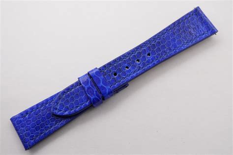 Mm Cobalt Blue Genuine Sea Snake Skin Leather Watch Strap For