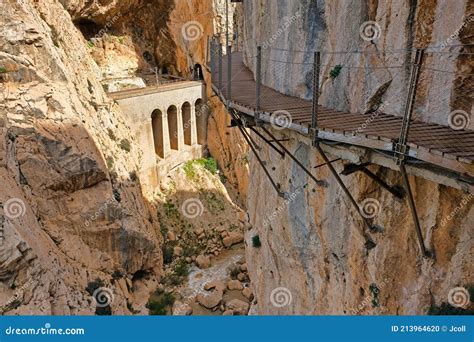 El Caminito Del Rey Spain Old Narrow Dangerous Metal Bridge Spread