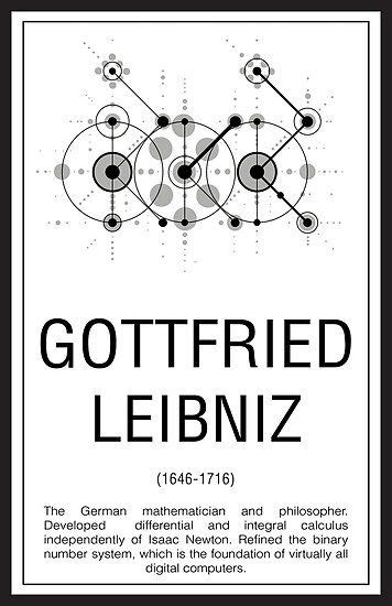 A Poster With The Words Gottifred Leibinz In Black And White