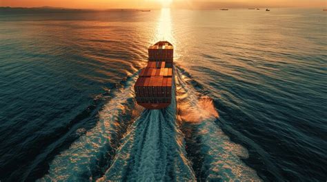 Container Ship At Sea Premium Ai Generated Image