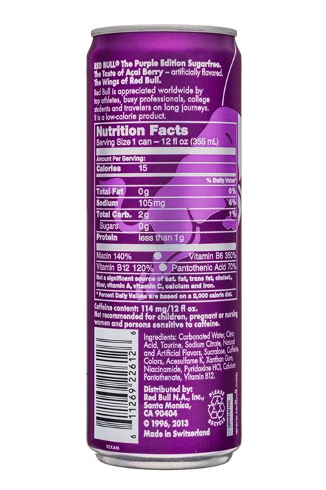 Red Bull Sugar Free Nutrition Facts