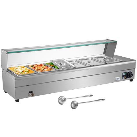 VEVOR Bain Marie Food Warmer 6 Pan Commercial Food Steam Table 1500W