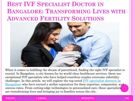 PPT Best IVF Specialist Doctor In Bangalore Transforming Lives With