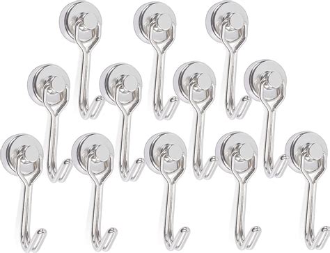 12 Pack Magnetic Hooks, Swivel Swing Magnet Hooks Mini Metal Magnetic Hook for Fridge Coat ...