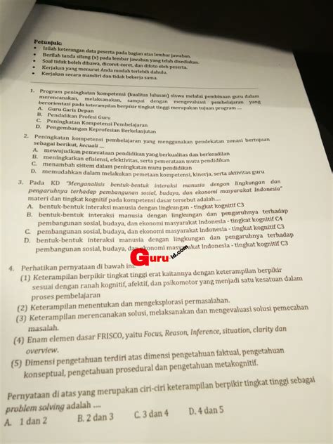 Soal Post Test Contoh Soal Pre Test Dan Post Test Pelatihan Contoh Soal Terbaru Panjang Sisi