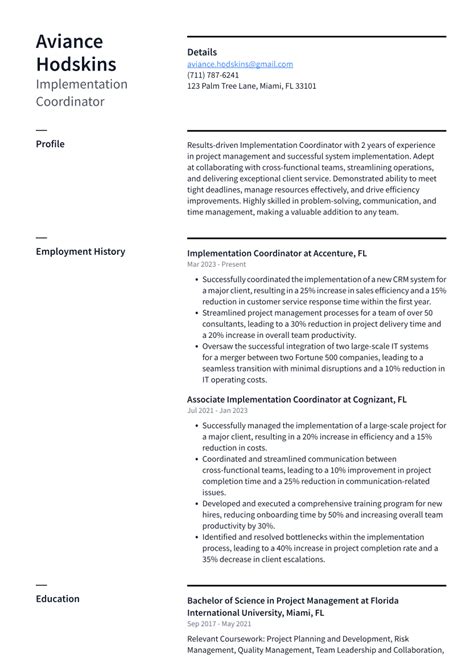 Top Implementation Coordinator Resume Objective Examples