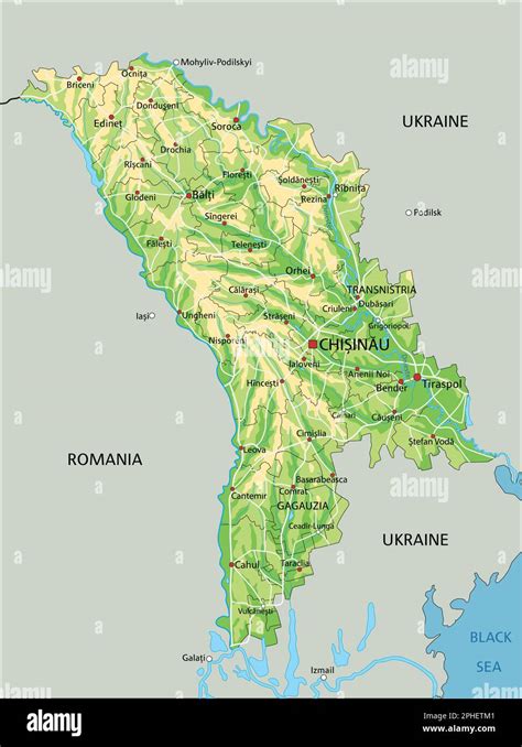 Mapa F Sico De Moldavia Altamente Detallado Con Etiquetado Imagen