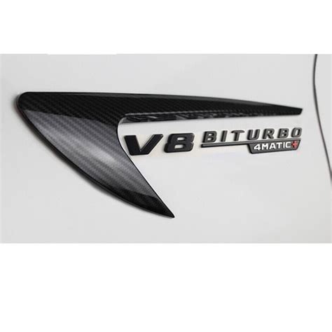 Pair Carbon Fiber Abs Car Fender Emblem Badge Decal Sticker V Biturbo