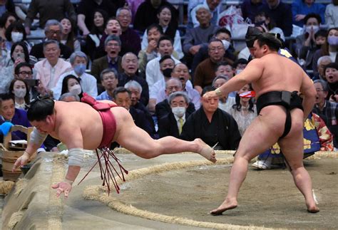 ＜大相撲春場所・千秋楽＞大栄翔（左）を突き落としで下す霧馬山（撮影・藤山 由理） ― スポニチ Sponichi Annex スポーツ