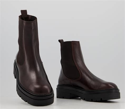 Office Accuse Chunky Chelsea Boots Brown Leather Ankle Boots