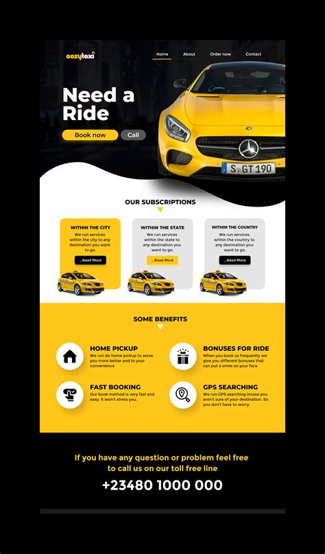 Taxi Web Homepage Web Design In Web Design Homepage Web