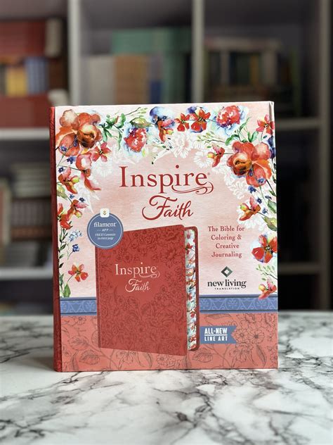 Inspire Faith Bible Nlt Hardcover Leatherlike Coral Blooms Filament