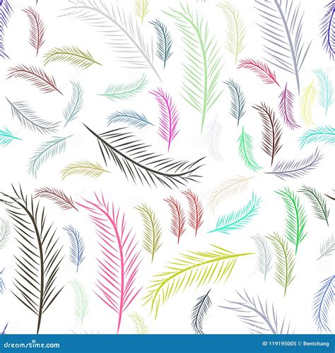 Seamless Abstract Feather Illustrations Background Drawing Repeat