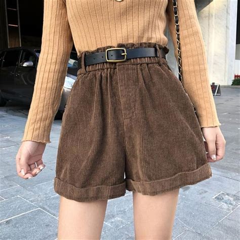 Retro Corduroy High Waist Shorts