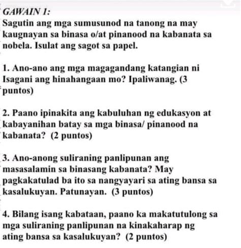 GAWAIN 1 Sagutin Ang Mga Sumusunod Na Tanong StudyX