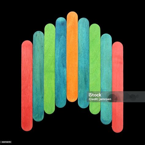 Colorful Wood Ice Lolly Sticks Ice Cream Sticks Isolated On White