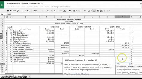 Ten Column Worksheets