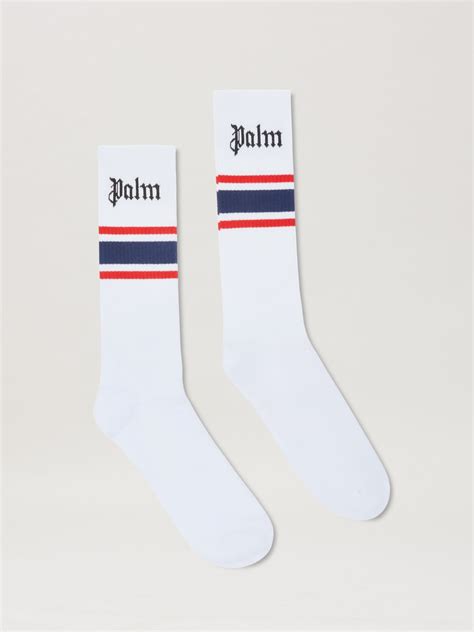 Striped Socks With Logo In White Palm Angels® Official