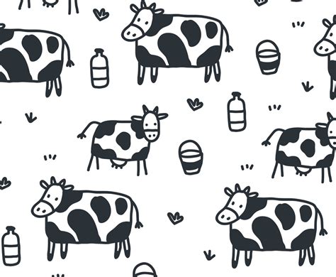 Cartoon Cow Pattern Vector Vector Art & Graphics | freevector.com