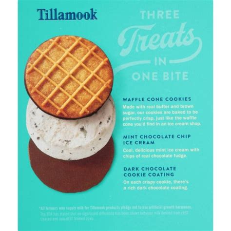 Tillamook Mint Chocolate Chip Waffle Cone Ice Cream Sandwiches 4 Ct