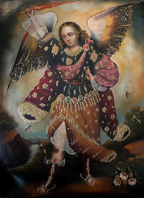 Cuzco Peruano Pintura Arcángel San Miguel con Espada Catawiki