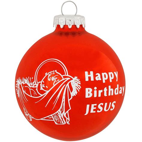 Shiny Happy Birthday Jesus Glass Ornament