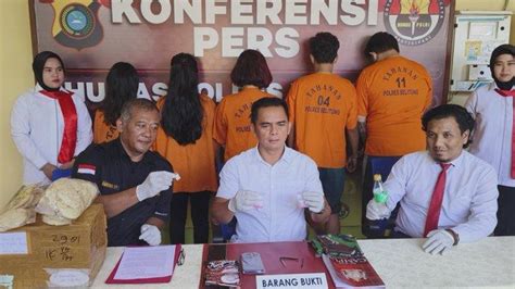 Satres Narkoba Polres Belitung Amankan Lima Tersangka Dengan Barang