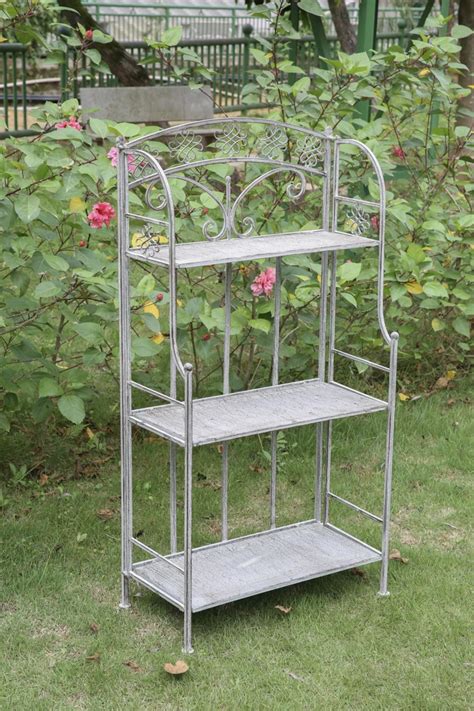 Outdoor Home Garden Wrought Iron Metal Shelf Cast Iron Plant Shelving