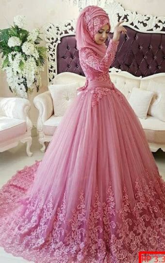 BusanaMuslim Contoh 10 Gaun Pengantin Muslimah Modern Warna Pink