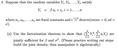 Solved 4 Suppose That The Random Variables Y1 Y2 Yn