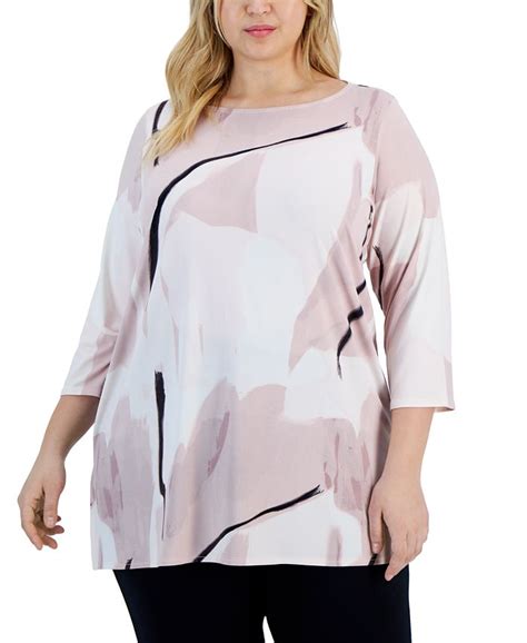 Alfani Plus Size Boat Neck 34 Sleeve Tunic Created For Macys Macys