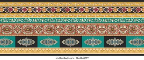 Beautiful Traditional Green Yellow Border Digital Stock Illustration ...