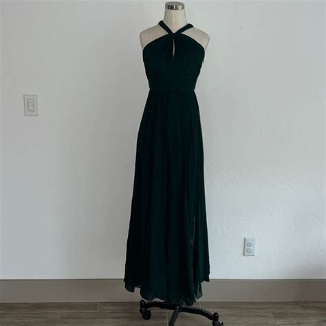 Shoshanna Dresses Shoshanna Chiffon Emerald Green Halter Maxi Dress