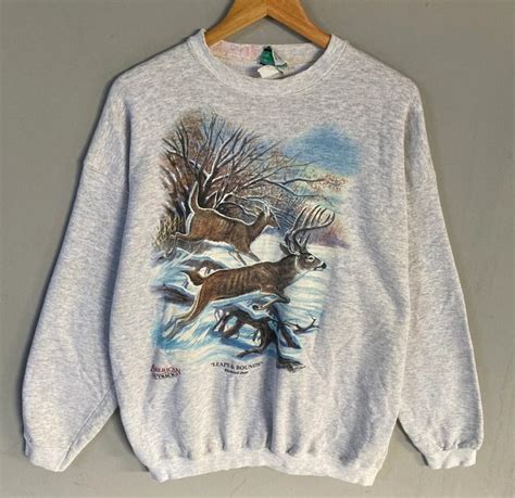 Vintage 90s Whitetail Deer Sweatshirt Deer Stag Wilderness Etsy