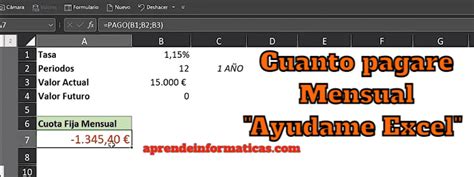 C Mo Calcular La Cuota Mensual De Un Pr Stamo En Excel