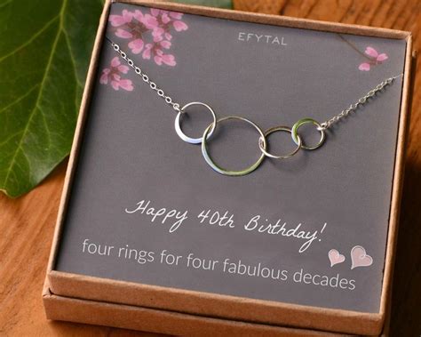 40th Birthday Gifts For Women 925 Sterling Silver Four Circle Etsy