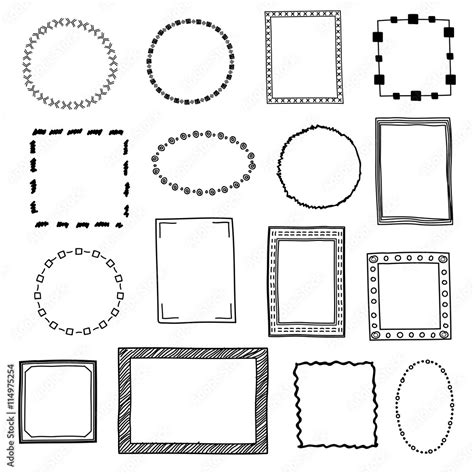 Hand Drawn Doodle Frames Borders Vector Set Frame Sketch For