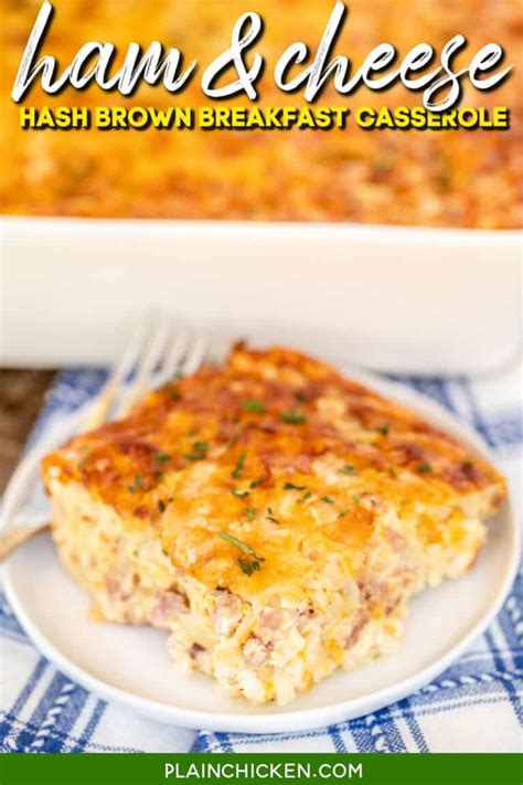 Ham And Cheese Hash Brown Breakfast Casserole Plain Chicken