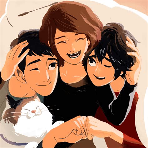 Tadashi Hiro Aunt Cass Baymax And Mochi Big Hero 6 Fan Art