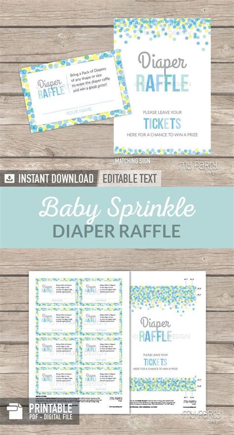 Blue Baby Sprinkle Diaper Raffle Printables My Party Design