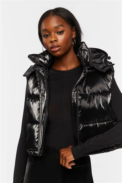 Cropped Hooded Puffer Vest