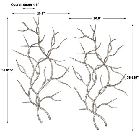 Silver Branches Metal Wall Decor, S/2 | Uttermost