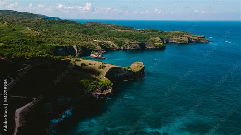 Aerial Drone View Of The Broken Beach Nusa Penida Bali Stunning